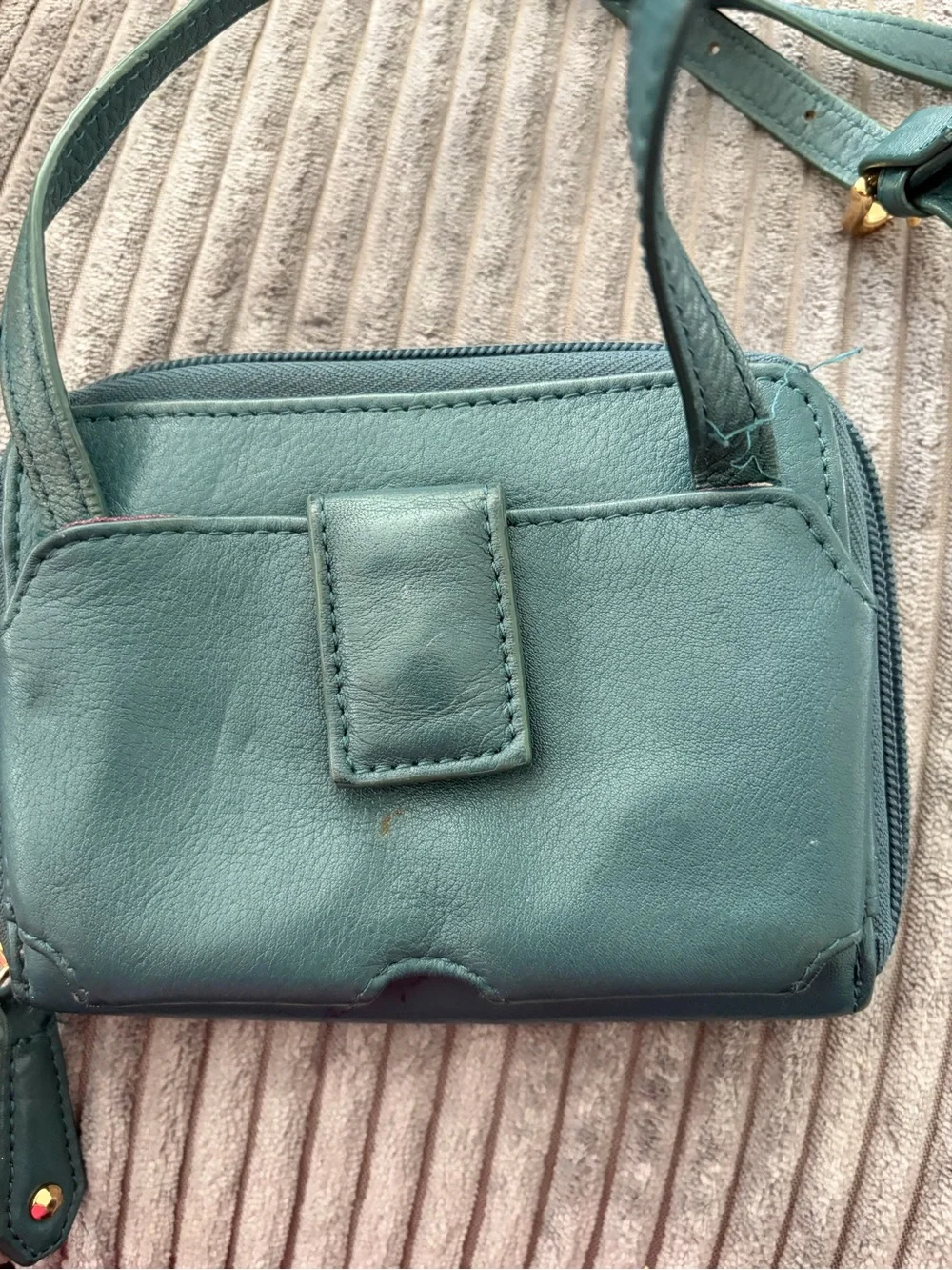 Perlina Forest Green Leather Crossbody with Gold Hardware